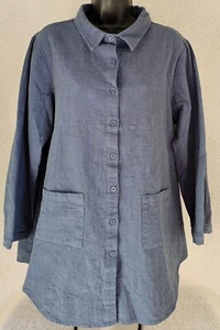 Womens Jacket Coat Size L Large Shirt Long Sleeve Linen - Picture 1 of 24