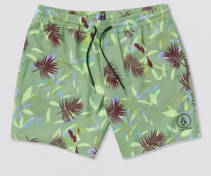 Volcom Men’s Med Manic Boarding Shorts -Basil - Picture 1 of 6