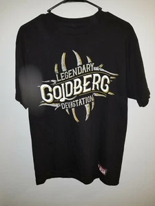 WWE Goldberg Authentic Wear Who's Next? Mens M T-shirt Top Black Doubled Sided - Picture 1 of 6