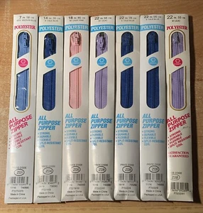 7 Vintage Lot Nylon Zippers Coats Clark Polyester Assorted Colors & Sizes - Picture 1 of 5