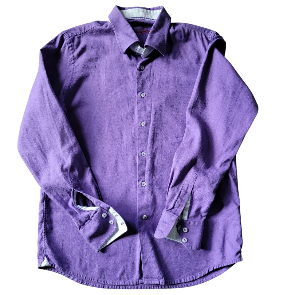 Robert Graham Boys 14 Purple Long Sleeve Button Up Dress Shirt - Image 1 of 4