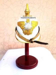 Medieval German Spiked Prussian Pickel Hube Helmet Officer Helmet with Stand - Picture 1 of 8