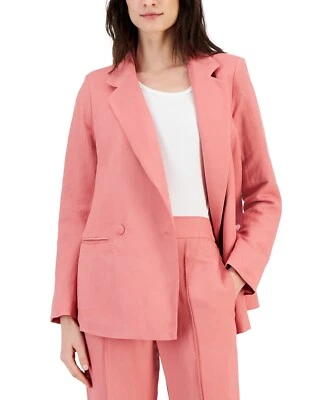 Blazer para mujer Alfani doble botonadura mezcla lino polvo de rosa talla 14 (defectos) Foto 1 de 4
