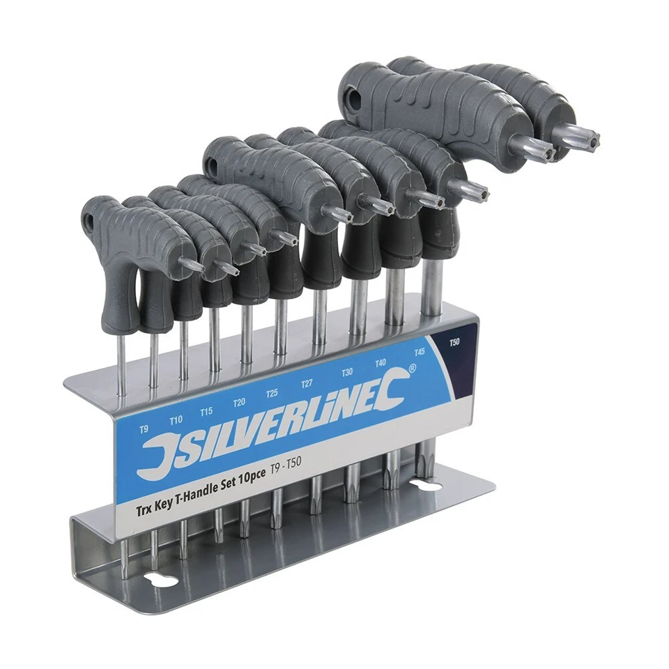 Silverline 328015 Torx T-Handle Key Set Size T9 - T50 With Stand (10 Piece) - Image 1 of 4