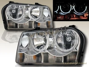 05-09 Chrysler 300 Dual CCFL Angel Eye Halo Headlights Chrome Pair Halogen Type - Picture 1 of 2