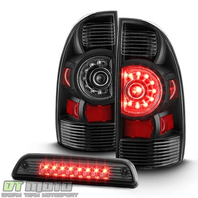 For 2005-2015 toyota Tacoma Blk LED Tail Lights Lamps+Smoke LED 3rd Brake Light - Image 1 of 4