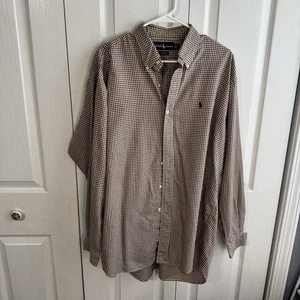 Ralph Lauren Blake Brown White Plaid Long Sleeve Button Down Men’s Size Large - Picture 1 of 4