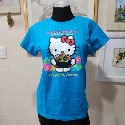 Camiseta Hello Kitty Hawaii Honolulu Taniokas Poke Mariscos Azul Turquesa Mediana Foto 1 de 4
