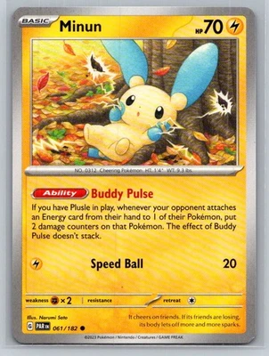 Minun #061/182 SV04: Paradox Rift Common - Pokemon Cards F45 - Image 1 of 2