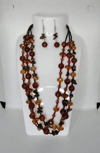 Gioielli Moda Vetro Perline Collana Orecchini Set Multi Filo 20" Regalo Donna 3 - Foto 1 di 12