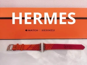 HERMES Apple Watch 41/40/38mm Orange/Pink Woven Nylon Band Twill Jump no box - Photo 1 sur 9