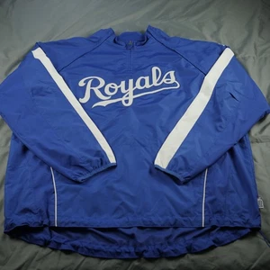 Chaqueta de los Reales de Kansas City para Hombres 3XL Azul Blanco MLB Béisbol Genial Base Majestuosa - Imagen 1 de 15
