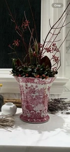 Chinesische Urne Crackled Porzellan Übertopf * 1 Paar Rosa Vintage Antik Vase Dekor - Bild 1 von 6