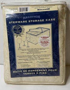 Marathon Stemware Storage Case Premium Damask Cream 24 Compartments New Vintage - Picture 1 of 12
