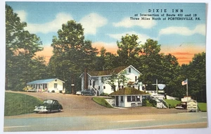 VTG 1950 PORTERSVILLE PA PC Advertising DIXIE INN MOTEL "CABINS & EATS" Mint - Picture 1 of 2