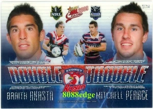 2009 SELECT NRL DOUBLE TROUBLE: BRAITH ANASTA/MITCHELL PEARCE #DT14 ROOSTERS - Picture 1 of 1