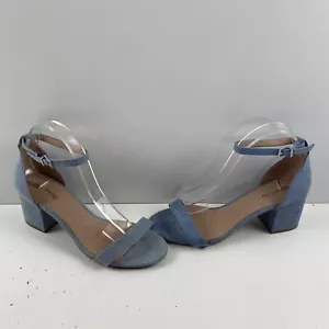 Call It Spring Blue Denim Open Toe Ankle Strap Block Heel Sandals Womens Size 10 - Picture 1 of 8