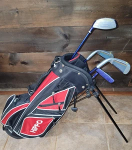 Junior Golf Clubs Set + Hippo Jr Golf Bag 4 Clubs Kids 45"-51" Tall - Ages 6-8 - Picture 1 of 7