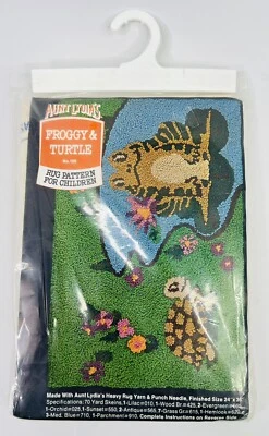 Vintage Aunt Lydia’s Froggy & Turtle Punch Rug Pattern #105 Made In USA - Image 1 of 4