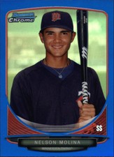 2013 Bowman Chrome Mini Blue Refractors #281 Nelson Molina /99