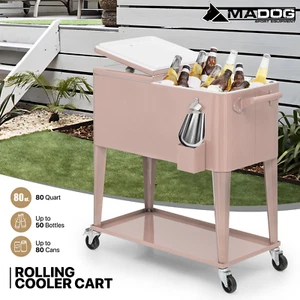 Outdoor 80 Quart Party Patio Rolling Cooler Cart Camping Beer Beverage Ice Chest - Picture 1 of 12