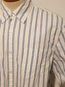 Camisa Kirra azul a rayas grande de algodón para hombre manga larga con botones  - Imagen 1 de 6