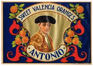ETIQUETA CAJA ORIGINAL VINTAGE ESPAÑOL C1930 ESPAÑA ANTONIO TORERO TORERO TORERO - Imagen 1 de 1