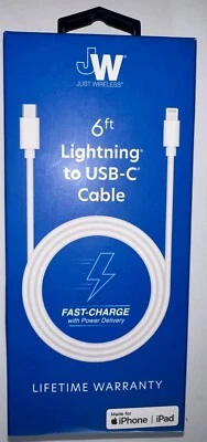 Just Wireless iPhone 6ft Fast Charging Cable To USB-C Fast Charger. New - Image 1 of 4