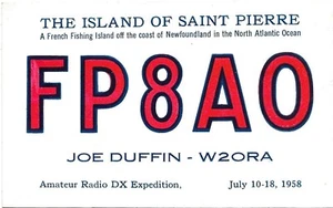 QSL QSO Karte CB AMATEURFUNK Postkarte 1958 Insel St. Pierre Neufundland FP8AO - Bild 1 von 2