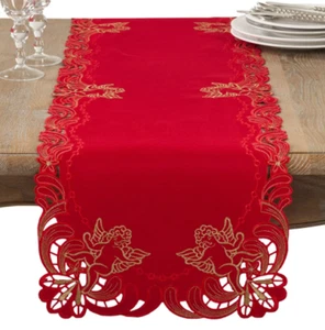 Christmas Angel Table Runner Party Decorations Embroidered Placemat Red 16x72 - Picture 1 of 2