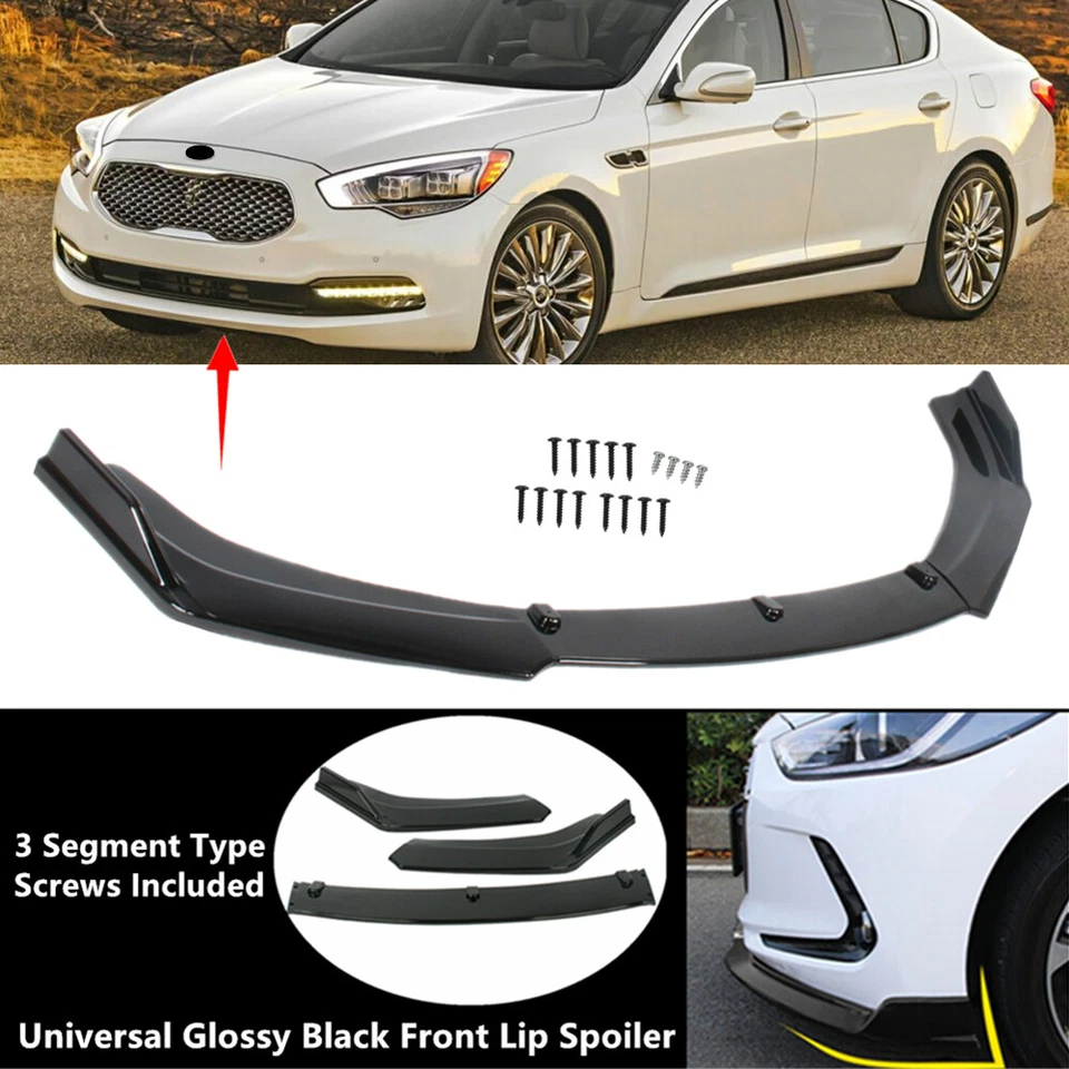 Fit For Kia K900 15-18 Front Bumper Lip Spoiler Splitter Universal 3 PCS Black Foto 1 de 4