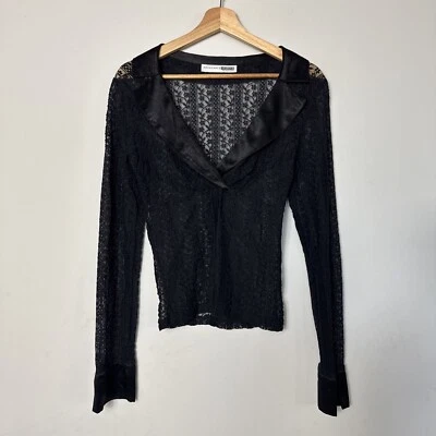 VTG Y2K Black Floral Lace Top Necessary Objects Whimsigoth Grunge - Image 1 of 4