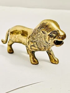 Vintage Roaring Brass Lion Figure Mid Century Modern MCM 4.5" wide X 2.75" tall - Picture 1 of 10