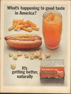 1964 Vintage ad for Snow Crop Samoa fresh juice retro can hot dog  091020 - Picture 1 of 1