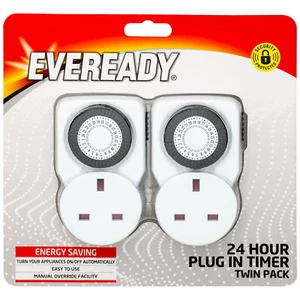 2pk Eveready 24hr Plug-In Timer Sockets Brilliant for Controlling Lights - Picture 1 of 6