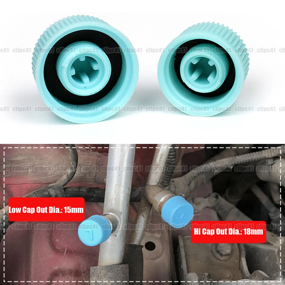 2Pcs Blue High & Low Pressure AC A/C System Valve Caps  Air Conditioning Service - Image 1 of 4