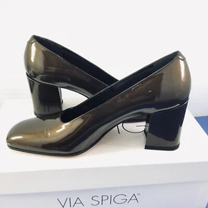 Via Spiga Pumps braun Lackleder Glitzer klobig Damenschuhe Größe 5 M – neu - Bild 1 von 10