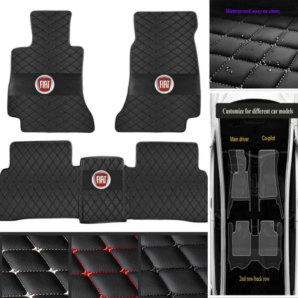 For Fiat 500/500L/500X Car Floor Mats Custom Waterproof PU Leather Carpets Rugs - Image 1 of 4