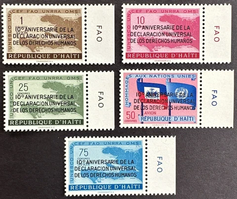 HAITI 1959 Sc#442-443, Air Mail C136-138 Set of 5 MNH OG FAO Selvege Cover