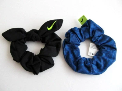 Nike Gathered Ponytail Hair Ties 2 Pack Black/Blue/Volt - Image 1 of 2