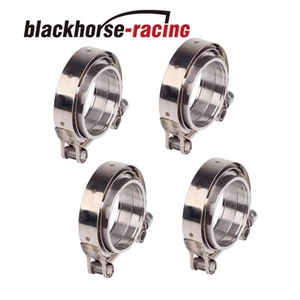 4Pcs 2.5’’inch Stainless Steel V-band clamp+flange turbo pipe wastegate exhaust - Picture 1 of 6