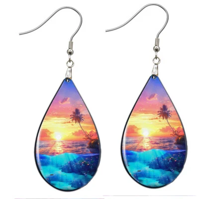 Brincos ilha tropical SEM MANCHAS lágrima verão sol oceano praia férias - Imagem 1 de 4