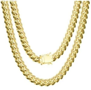 10MM Miami Cuban Link Chain 14K Gold Plated Stainless Steel 30 Inch - Picture 1 of 3