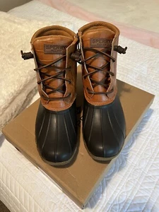 Women's Sperry Saltwater Croc Emboss Boots Size 9 Tan Rain Boots - Picture 1 of 8