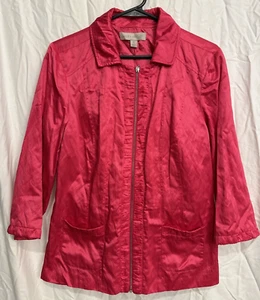 Laura Ashley Women’s Satin Effect Pink Jacket 3/4 Sleeves Size Medium - Picture 1 of 10