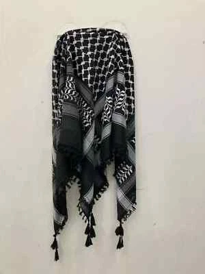 Shemagh Keffiyeh Original Hecho en Palestina Negro Blanco Hatta Arab Bufanda Kufiya Foto 1 de 4