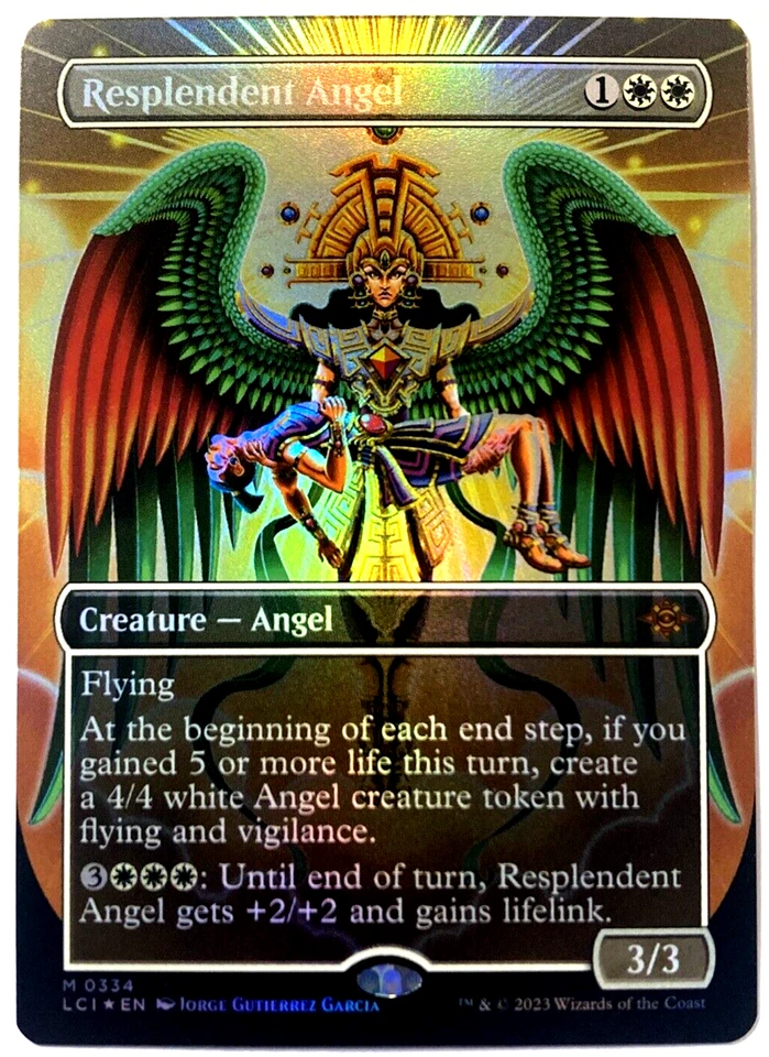 MTG Resplendent Angel BORDERLESS FOIL The Lost Caverns of Ixalan 0334 Foil - Image 1 of 4