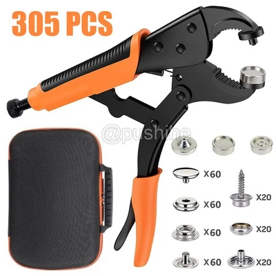 305PCS Heavy Duty Snap Fastener Tool Kit Boat Cover Metal Snaps Sewing Tarps US - Image 1 of 4