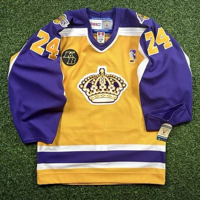 Nueva Camiseta CCM NHL X NBA Los Angeles Lakers Kings Kobe Bryant 46 Retro RIP Foto 1 de 4