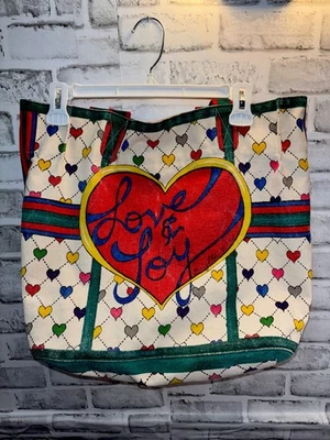 Brighton HOLIDAY LOVE & JOY Extra Large Canvas Shopper Tote Bag 15x15" - Image 1 of 4